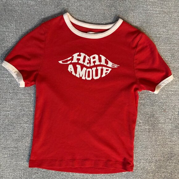 By Anthropologie Cherie Amour Graphic Baby Tee (Gently Worn, Small) - Picture 2 of 8